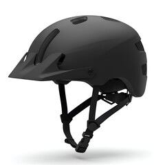Fototapeta premium Black Cycling Helmet Isolated on White Background Protection Gear Closeup