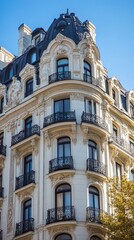 Obraz premium Ornate corner of a European building with elaborate details