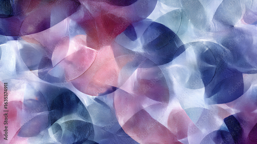 Wall mural overlapping translucent washi-style pattern.