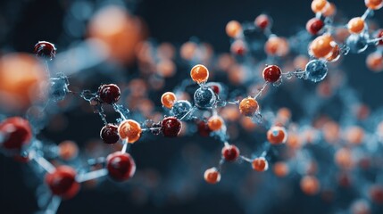 Dynamic Close-Up View of Colorful Molecular Structures Illustrating Chemical Bonding and Interaction in a Scientific Environment