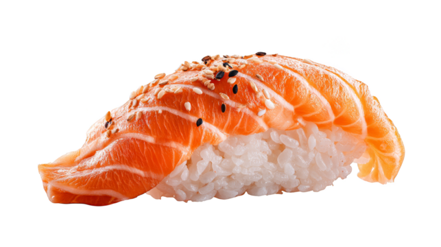 A beautifully presented single piece of classic tuna nigiri sushi, showcasing fresh raw fish on perfectly seasoned rice, representing delicious gourmet japanese culinary experience.
