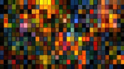 Colorful Abstract Pattern of Small Squares Creating a Vibrant Mosaic Effect in Various Shades and Tones for Artistic and Creative Background Use