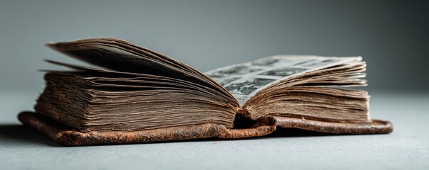 Naklejka premium Old Worn Book with Open Pages