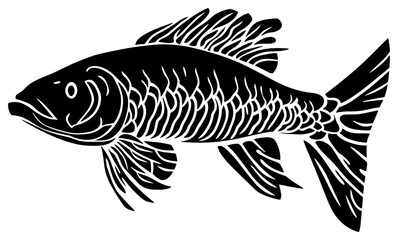 Silhouette of a Lone Arapaima Gliding Through the Amazon Depths