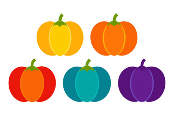 set of Pumpkin vector silhouette illustration isolated on white background