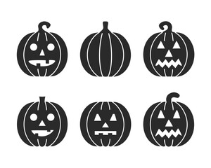set of Pumpkin  icon vector silhouette illustration isolated on white background