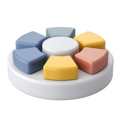 Fototapeta premium Abstract 3D Geometric Shapes: A minimalist, aesthetically pleasing composition of 3D geometric shapes, rendered in a soft, pastel palette, showcasing a balance of form, color, and depth.
