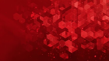 Abstract red hexagons, translucent, glowing