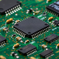 Close Up Photo of a Circuit Board with Green Surface Technology Illustration