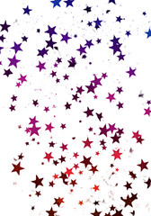 Abstract Vertical Composition of Colorful Stars on Transparent Background