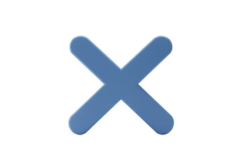 Fototapeta premium Blue X Shape Icon Isolated on Transparent Background Abstract Illustration