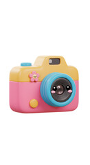 Cute 3D Cartoon Camera Illustration Isolated on Transparent Background