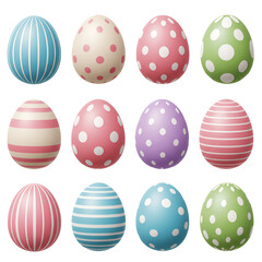 Fototapeta premium Colorful Easter Eggs Decorated With Polka Dots And Stripes Illustration