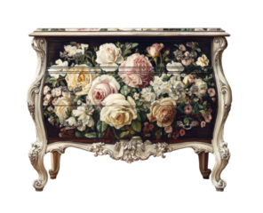 Ornate floral painted chest