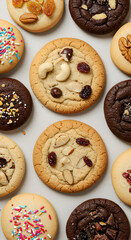 Delicious Assorted Cookies Variety Baked with Nuts Sprinkles and Raisins Photo