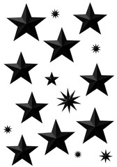 Obraz premium Black Star Shapes Isolated On Transparent Background Digital Abstract Illustration