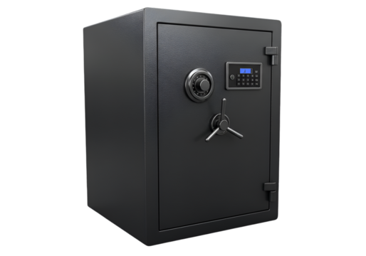 Black Steel Safe Isolated on Transparent Background a 3D Render