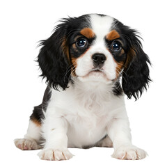 Cute Puppy Sitting in White Background Isolated Photo