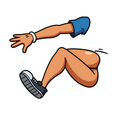 Cartoon Illustration Of Human Body Parts Running And Showing Action