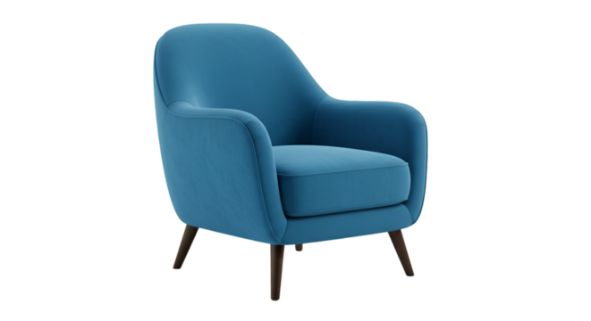 Blue Fabric Armchair Isolated On Transparent Background 3D Illustration