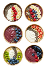 Assortment Of Vibrant Fruit Bowls Isolated On A Transparent Background Photo