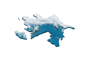 Azerbaijan 3D Illustration of Map with Relief Detailing on Transparent Background