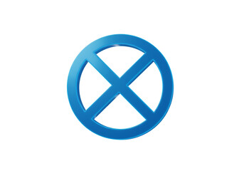 Blue Circular Symbol With Crossed Lines Isolated on Transparent Background Illustration