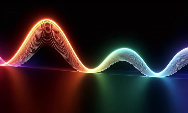 
Glowing red and blue neon wavy lines on a black background, AI-generated, stock photo, banner design, neon light effect, glowing effect,
