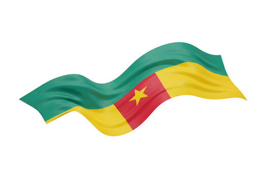 Cameroon National Flag Waving Illustration On Transparent Background - Powered by Adobe