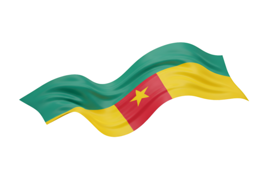Cameroon National Flag Waving Illustration On Transparent Background