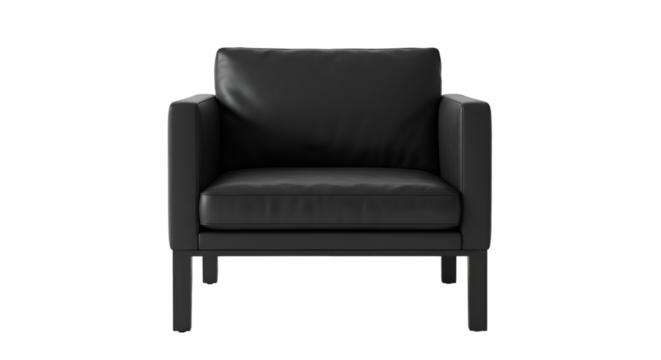 Black Leather Armchair On Transparent Background Isolated 3D Render Illustration - Powered by Adobe