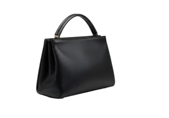 Black Leather Handbag Isolated On Transparent Background Fashion Accessory