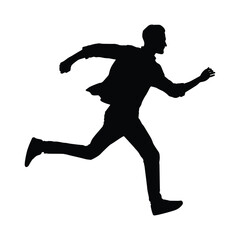 Silhouette of a Man Running Forward in an Upright Position