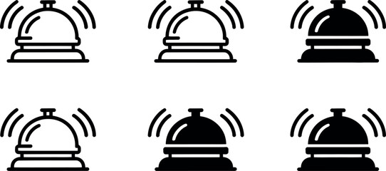 Line Drawing of a Minimalist Service Bell with Sound Waves on a Plain Background