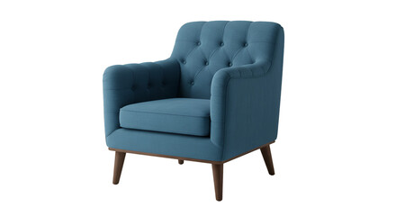 Blue Fabric Armchair Isolated on Transparent Background 3D Illustration