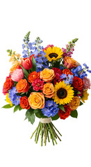 Obraz premium Colorful Flower Bouquet Illustration with Varied Blooms and Isolated Background
