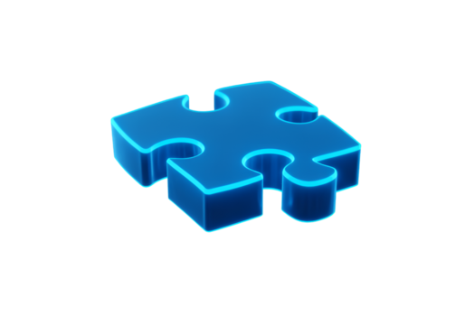 Blue 3D Puzzle Piece Illustration On Transparent Isolated Background