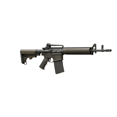 Detailed Realistic Image of an Isolated Assault Rifle on White Background