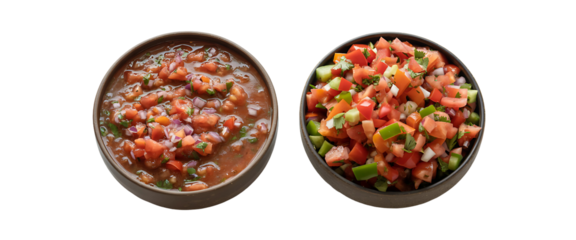 Freshly chopped pico de gallo and chunky salsa in bowls, perfect for Mexican cuisine and vibrant party snacks
