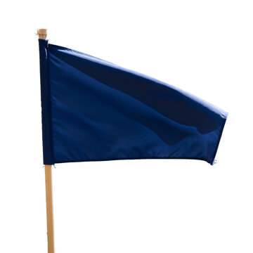 Blue Flag On Wooden Pole Isolated On Transparent Background Photo