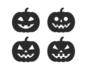 set of Jack o lantern icon vector silhouette illustration isolated on white background