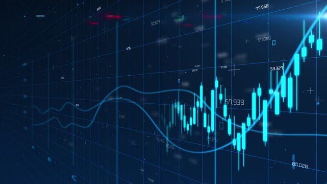 Stock Market Chart Business financial  technology digital stock exchange graph candlestick trend currency background