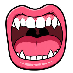 Cartoon Mouth Open Illustration with Pink Lips White Teeth and Tongue