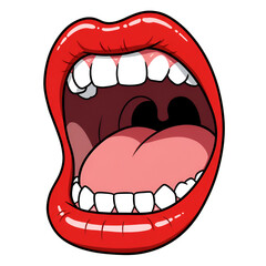 Cartoon Mouth Open Showing Red Lips and White Teeth Isolated Image