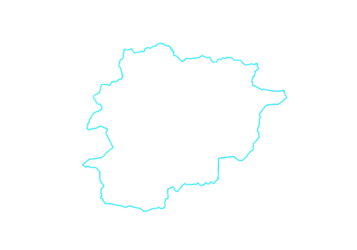 Blue Outline Map Of Andorra On A Black Background Isolated Illustration