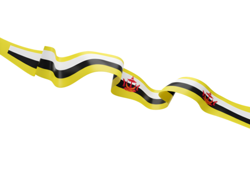 Brunei Waving Ribbon Isolated on Transparent Background National Flag Illustration
