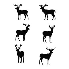 Dear silhouettes set vector silhouette design  