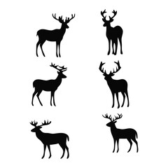Dear silhouettes set vector silhouette design  