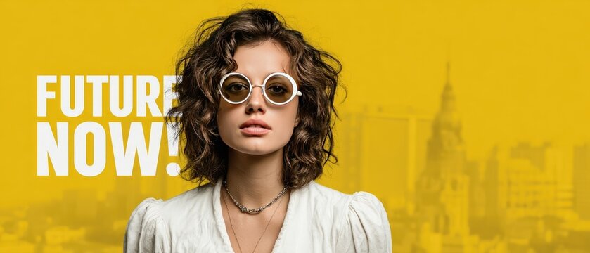 Futuristic Fashion: Bold Style and Modern Vibes with Yellow Backdrop