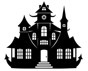 Haunted House vector silhouette illustration isolated on white background